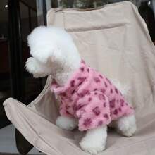 Autumn/Winter Thickened Double-Layer Warm Fleece Pet Pink Leopard Print Soft Coat For Cats And Dogs, Maltese, Abyssinian, Bichon Frise, Outdoor Cold-Proof, Machine Washable, High Quality - Pink - View 8