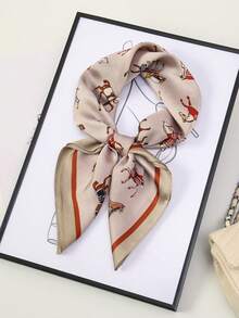 1pc Women's Fashion Luxury Bohemian Style Satin Square Scarf, 27.56 Inches, Silky Smooth Touch, Suitable For Party, Vacation, Daily Travel And Other Occasions - Milky White - View 2