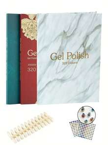 320 Color Nail Art Color Chart Album, Includes 360pcs Practice Fake Nails And 1-400 Numbered Stickers, Gel Nail Polish Color Chart, Suitable For Nail Salons, Gel Nail Polish Color Display Board, Nail Art Design Storage Book, Home Nail Art Practice Tool - Multicolor - View 1
