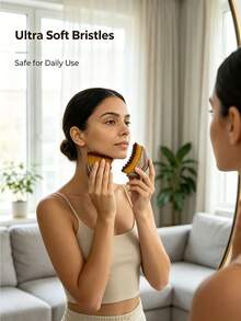 2/1pc New Lymphatic Contour Facial Brush, Lymphatic Detox Facial Massage Brush, Suitable For Chin And Neck Contour, Soft For All Skin Types, Ergonomic Beauty Tool, With Portable Storage Box - Multicolor - View 1