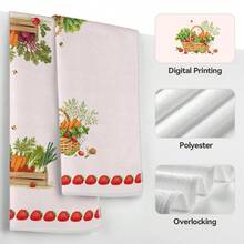 2pcs Kitchen Towels, Pastoral Fruit & Vegetable Basket Pattern Microfiber Kitchen Towels, 40*60cm/15.7*23.6in Towels, Single-Sided Print, Kitchen Dish Towels, Suitable For Restaurant, Kitchen, Bathroom Decor, Holiday Gift - Multicolor - View 5