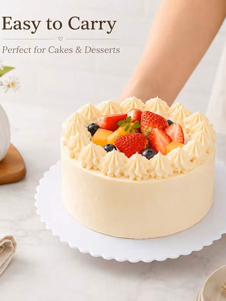 Reusable Cake Base - Round White Display Board, Suitable For Mousse, Desserts And Pastries - Essential Kitchen Baking Tool - View 1