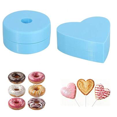 Heart Cake Mold Set, 3D Printed Cake Cutter And Pusher Non-Stick DIY BaFKing Tools For Home Kitchen Birthday & Party Dessert (Blue)