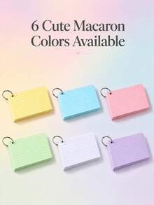 50 Pages/100 Sides Writable, 3-Inch Colorful Index Cards With Keychain, Durable Flashcards, 5 Colors Assorted (50 Cards Per Color), Portable Learning Note Cards, Back To School Essential - Multicolor - View 2