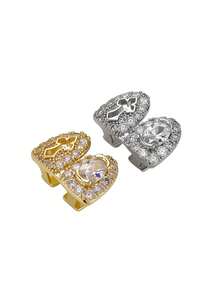 RACHELZ Double Layer Hollow Cross Full Rhinestone Grillz Teeth Caps Hip Hop Retro Eye Style Cubic Zirconia Tooth Caps Unisex Shiny Jewelry - Silver - View 7