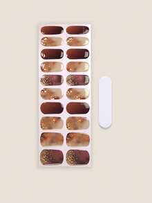 Semi Cured Gel Nail Strips, 20Pcs Long Lasting Salon Quality Wraps, Easy Apply & Remove Gel Nail Stickers With UV Light - Multicolor - View 3