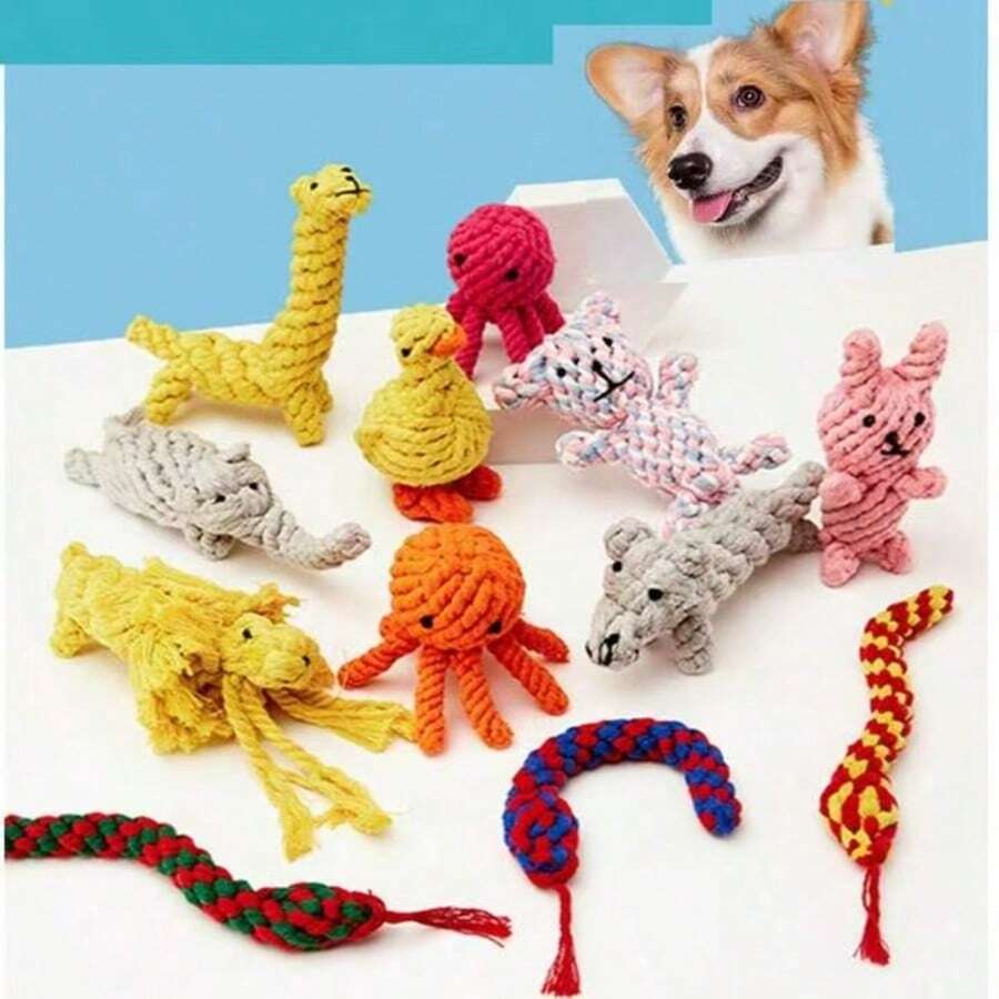 5pcs Dog Chew Toys, Multiple Styles, Random Design, Random Color, Pet Chew Interactive Play Rope Knot Toys, Suitable For Small And Medium Dogs, Essential Pet Accessories, Dog Rope Toys - Multicolor - View 1