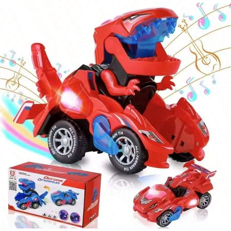 Dinossauro Carro Transformável com Luz, Som e Mobilidade - Multicolorido - Visão 1
