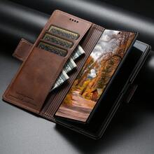 SUTENI 人造皮革卡夾支架錢包 磁吸扣翻蓋手機殼 適用 Galaxy Z Fold 8 Ultra 7 中性款 送親友長輩的節日禮物 - 彩色 - 查看 3
