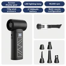 Pet Hair Dryer & Dust Blower, 90000RPM Turbo Jet Fan Wireless Air Duster, 2*1300mAh Rechargeable Battery, 3-Speed 110g Air Pressure, LED Display, Multi-Nozzle Design, Suitable For Pet Grooming, Keyboard, Computer, Car, Home Cleaning - Multicolor - View 12