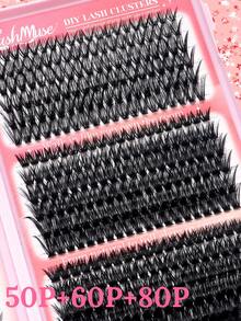Limete Eyelash 5 Types Of Hair Styles For Different Eye Makeup Layers, 576 Clusters Large Capacity Segmented False Eyelash Book, Includes T50+40D+60D+80D And Other Natural And Fluffy Hair Styles, 8-16MM Mixed Length D-Curl, Long And Short Clusters Freely Arranged, From Clear And Long, Natural Curl To Full And Voluminous, Suitable For Creating Fairy, Cat Eye, Sweet And Exquisite Dense Makeup Effects - D - View 7
