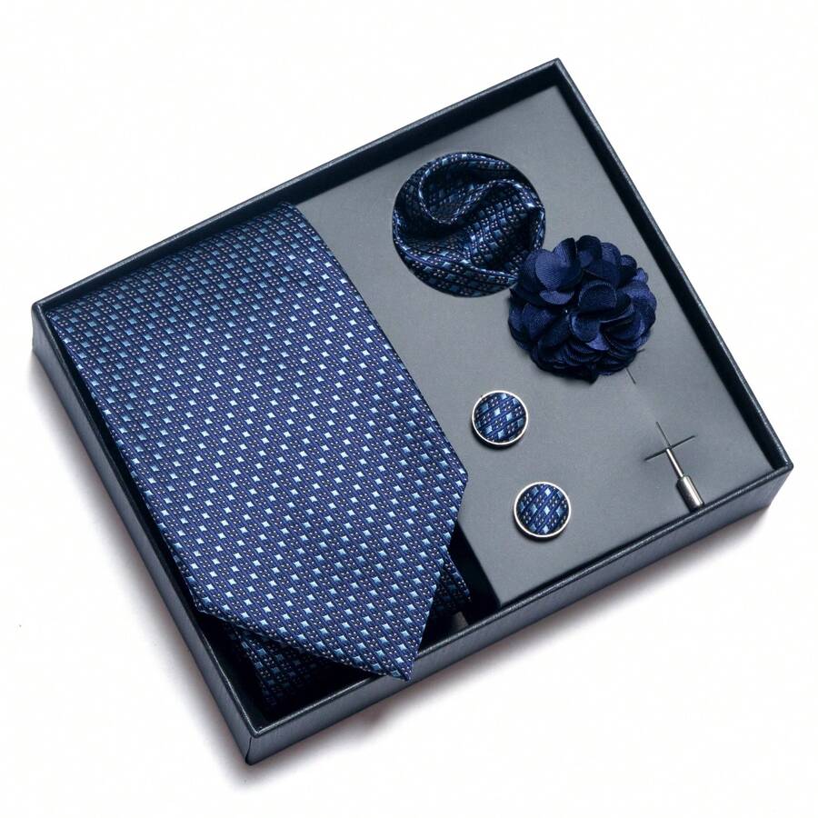 AlanKing Polka Dot Design Men's Tie Set, Luxury Gift Box, Perfect For Business Meetings And Formal Weddings - Multicolor - View 1