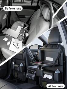 Organizer Penyimpanan Mobil dengan Meja Lipat, Tas Penyimpanan Multi-Saku Jala Dua Lapis, Tali yang Dapat Diatur dan Tempat Gelas, Menghemat Ruang dan Ideal untuk Bepergian Bersama Keluarga, Dudukan Tablet dan Buku Portabel, Aksesori Penyimpanan Mobil - MultiWarna - View 10