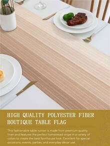 1pc, Faux Linen Material Table Runner, Modern Living Room Dining Tablecloth Mat, Dry Cleanable, Washable, Suitable For Kitchen Dining Table Party Wedding Decoration Linen Vintage, Suitable For Entryway, Family Gathering, Coffee Table, Living Room - Light Camel Brown - View 7