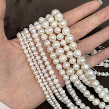 1String Natural Freshwater A Pearl Beads Near Round Potato Shape Isolation Loose Beaded For Jewelry Making DIY Charm Bracelet Necklace Accessories - White - View 2