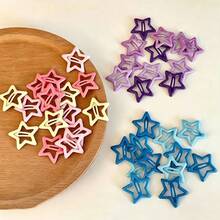 40pcs Dopamine Colorful Star Hair Clips, Y2K Style Mixed Color Star Hair Clips, Candy Color Five-Pointed Star BB Clips, Bangs Hair Accessories - Multicolor - View 5