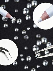 1 Set Flat Back Rhinestones, 6 Sizes, Round Crystal Rhinestones, With Tweezers And Pickup Pen, Suitable For DIY Crafts Like Handmade, Nail Art, Clothing, Shoes, Bags And More - Multiple Styles - View 4