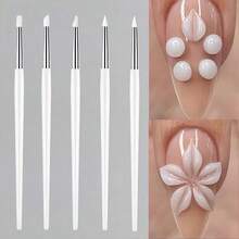 5pcs Silicone Nail Art & Pottery Tools Brush Set With Practical Wooden Handle, Creative Handmade Brushes - Multicolor - View 6