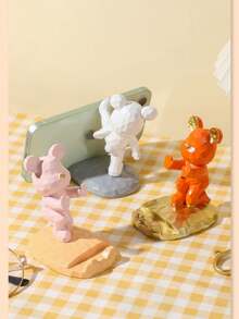1pc Cute Bear Shaped Phone Stand Decoration, Suitable For Phones And Tablets, Applicable For Desk, Bedside, Living Room, Study, Bedroom, Suitable As Birthday Gift, Graduation Gift And More - Multicolor - View 8