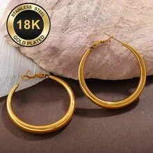 1 Pair Minimalist Elegant Exaggerated Large Hoop Earrings, Niche High-End Stud Earrings Jewelry For Women, Suitable For Daily Commute - Gold - View 7