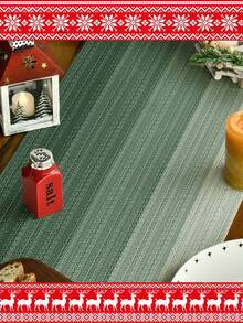 1pc, Faux Linen Material Table Runner, Modern Living Room Dining Mat Tablecloth, Dry Cleanable, Machine Washable, Suitable For Kitchen Dining Table Party Wedding Decoration Linen Vintage Style, Suitable For Entryway, Family Gathering, Coffee Table, Living Room - Olive Green - View 5