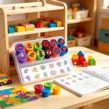 MONASHOP 5000pcs Cute Spider‑Man Mini Stamp Set, 12 Designs Drawing Coloring Stationery, Teacher Classroom Reward Stamps, Back‑To‑School Party Prizes - A - View 2