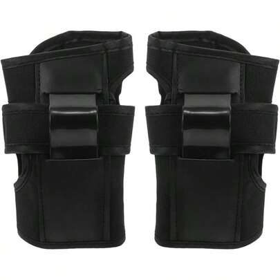 Wrist Guards Set Skating And Snowboarding, Adjustable Black Protective Guards, Ski Skating Protective Gear Adults, Large Size Wrist Brace Roller Skates