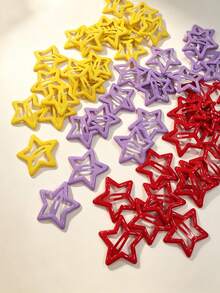 200pcs/100pcs/50pcs/20pcs Women's Colorful Star-Shaped Hair Clips, BB Clips, 3cm/1.18in, Multiple Colors Available, Cute Side Clips, Girls Decorative Hair Clips, Small Delicate Hair Clips, Holiday, Party, Play, School, Daily Outfit Matching Hair Accessories - Multicolor - View 1