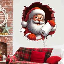 Christmas 3D Wall-Breaking Effect Funny Santa Claus Decorative Wall Sticker Toilet Sticker Bathroom Background Wall Decoration PVC Self-Adhesive Sticker Christmas Party Decoration - One Piece In Multiple Colors - View 15