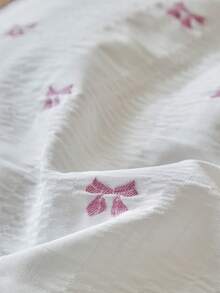 1pc Pink Embroidered Bow & Ruffle Edge Pillowcase, INS Style Decorative Throw Pillow Cover, Modern Minimalist Cute Long Pillowcase For All Seasons, Gift Idea, Machine Washable, No Filling Included - Multicolor - View 6