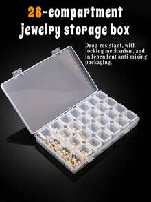 1pc Tool Storage Box With Accessory Inner Box, 28 Removable Compartments, Nail Art Storage Box, Pearl Storage Box - Multicolor - View 10