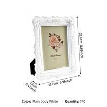 1PC European Style White Embossed Rose Photo Frame, Resin Material Desktop Warm Photo Display Frame, Picture Frame, Photo Frame, Decorative Frame, Suitable For Soft Decoration Ornaments, Desktop Decor, Wedding Gift, Bedroom Vanity Decor, Wedding Photo Memorial Photo Frame - White - View 13
