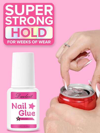 8ml Super Strong Nail Glue For Nail Tips, Acrylic Nails And Nail Stickers, Built-In Brush Design For Convenient Application, Long-Lasting Nail Adhesive