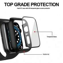 Matte PC Full Coverage Ultra-Thin Protective Case, Compatible With Apple Watch 45mm 41mm 44mm 40mm 42mm, Built-In Screen Protector, Ultra-Thin Anti-Collision Case, Suitable For Serie 10 9 8 7 6 5 SE Accessories - Clear - View 4