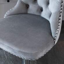 Swivel Velvet Barstools Adjustable Seat Height From 25-33 Inch,  Base Bar Stools With Backs Comfortable Tufted For Home Pub And Kitchen Island, Set Of 2,DE1712GY,Gray - 灰色 - 查看 10