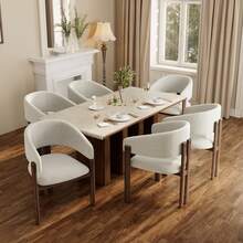 2 Esszimmerstühle Aus Metall In Holzoptik, Bequem Und Atmungsaktiv, Geeignet Für Esszimmer, Wohnzimmer, Cafés, Moderner Stil, Leinenstoff, Walnussholzfarbe - Brown - View 4