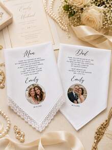 Custom Photo Wedding Handkerchief: Gift, Mother Of The Bride Gift, Parents Wedding Gift, Wedding Keepsake, Wedding Handkerchief, Gift - Multicolor - View 2