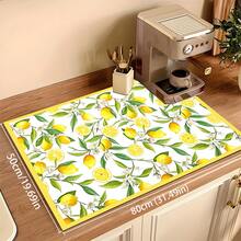 1 buah Keset Penyerap Air Motif Bunga Lemon dari Tanah Diatom, Keset Pengering Penyerap Air untuk Meja Dapur, Keset Mesin Kopi, Keset Teko Kopi Tuang, Keset Pengering Piring, Keset Dapur Anti Selip Tahan Panas, Keset Meja Makan, Keset Sarapan, Keset Mesin Cuci, Keset Dekoratif untuk Rumah, Dapur, Meja Makan, Kedai Kopi, Bar, Hadiah Pesta Liburan atau Pesta Pindah Rumah - MultiWarna - View 1