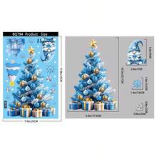 Christmas Stickers Blue Dream Crystal Ball Glass Decal Shopping Mall Window Display Scene Decoration Santa Claus Static Cling Stickers Christmas Home Decor Stickers - 1PC - View 4