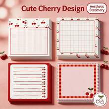 4pcs/Set (200 Lembar) Catatan Tempel Motif Ceri, 3x3 Inci, 4 Desain, 50 Lembar Per Desain, Bantalan Memo Perekat, Cocok Untuk Sekolah, Kantor, Perlengkapan Rumah, Hadiah untuk Siswa dan Guru, Hadiah Kembali ke Sekolah - 3x3 inci - View 2