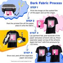 5 Sheets A4 Iron-On Heat Transfer Paper For Light & Dark Fabrics, 8.3*11.7 Inch Heat Transfer Paper, Printable With Inkjet Printers, Transfer Patterns On Black/Dark T-Shirts, Bags - Dark - View 4