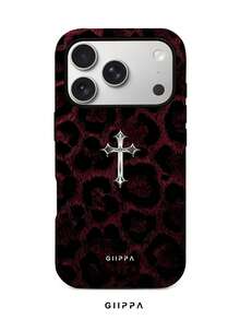 GIIPPA 1件銀紋搭配金屬加號設計手機殼，適用於Phone 17 Pro Max，相容於Phone 16 Pro Max、15 Pro Max、14 Pro Max，韓系高端時尚趣味手機殼，適合11/12/13/14/15/16 Pro Max Plus，男女皆宜的優雅設計，送給女友的聖誕節、情人節、復活節、婚禮季和生日完美禮物！ - 紅色 - 查看 1