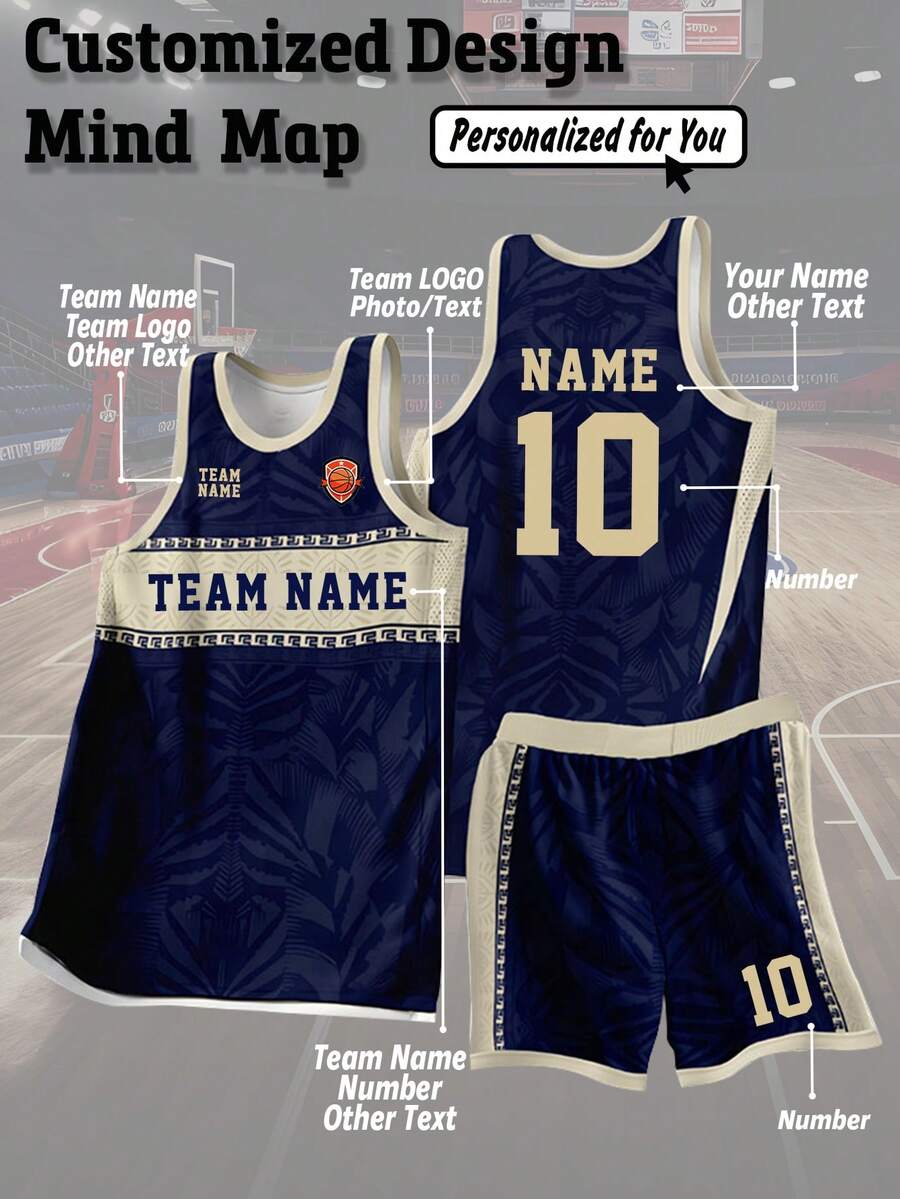 Custom Basketball Jersey Set, Personalized Name Number Team Logo, Comfortable Sportswear For Game Training Practice,Men Women, Team Sports Outfit.Gift - Royal Blue - View 1