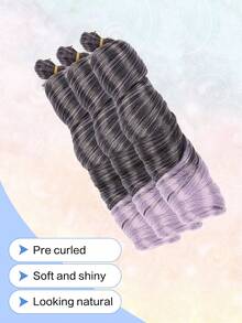 3 Peças Extensões de Cabelo Sintético Resistente ao Calor de 22 Polegadas, Tranças Espirais Crochê Multicoloridas Preto Marrom, Extensões de Cabelo Ondulado Solto de Alta Temperatura, Adequado para Uso Diário, Feriados, Festas, Festival de Música e Carnaval, Halloween para Mulheres - Multicolorido - Visão 7