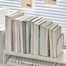 1件不鏽鋼與PP桌面書架，防滑底座可調式垂直小書架，現代極簡辦公室桌面收納架 - A - 查看 2