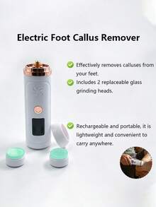 2-Speed Electric Foot Callus Remover - USB Rechargeable Foot File With Glass Roller, 500mAh Battery, 2 Replacement Heads And Battery Level Display. Professional Pedicure Tool For Removing Dead Skin And Hard Calluses - Suitable For Home Use And Gifting. - Multicolor - View 6