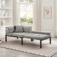 Solid Wood Folding Sofa Bed – Multifunctional Single Pull-Out Bed - LIGHT GREY - 淺灰色 - 查看 1