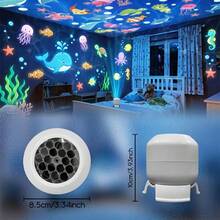 360° Rotating Dynamic Projection Light LED Ocean Starry Sky Projection Lamp Marine Life Projection Light USB Powered Bedroom Atmosphere Light For Birthday Party - White - View 5