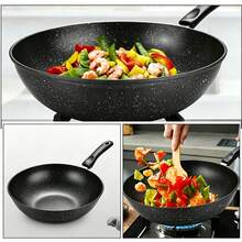 1 Set Maifan‑Stone Coated Frying Pan With Lid, Non‑Stick Skillet, Tempered Glass Lid, Heat‑Insulated Anti‑Scald Handle, Easy‑To‑Clean Home Cooking Pan, Suitable For Frying, Braising And Boiling For Daily Cooking In Home Kitchen - View 5