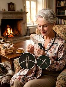 5X Magnifying Glass, Hands-Free Magnifier With Adjustable Stand, Wearable Around Neck, Suitable For Elderly And Low Vision Users For Sewing, Crafts, Cross-Stitch, Inspection And Repair - A - View 3